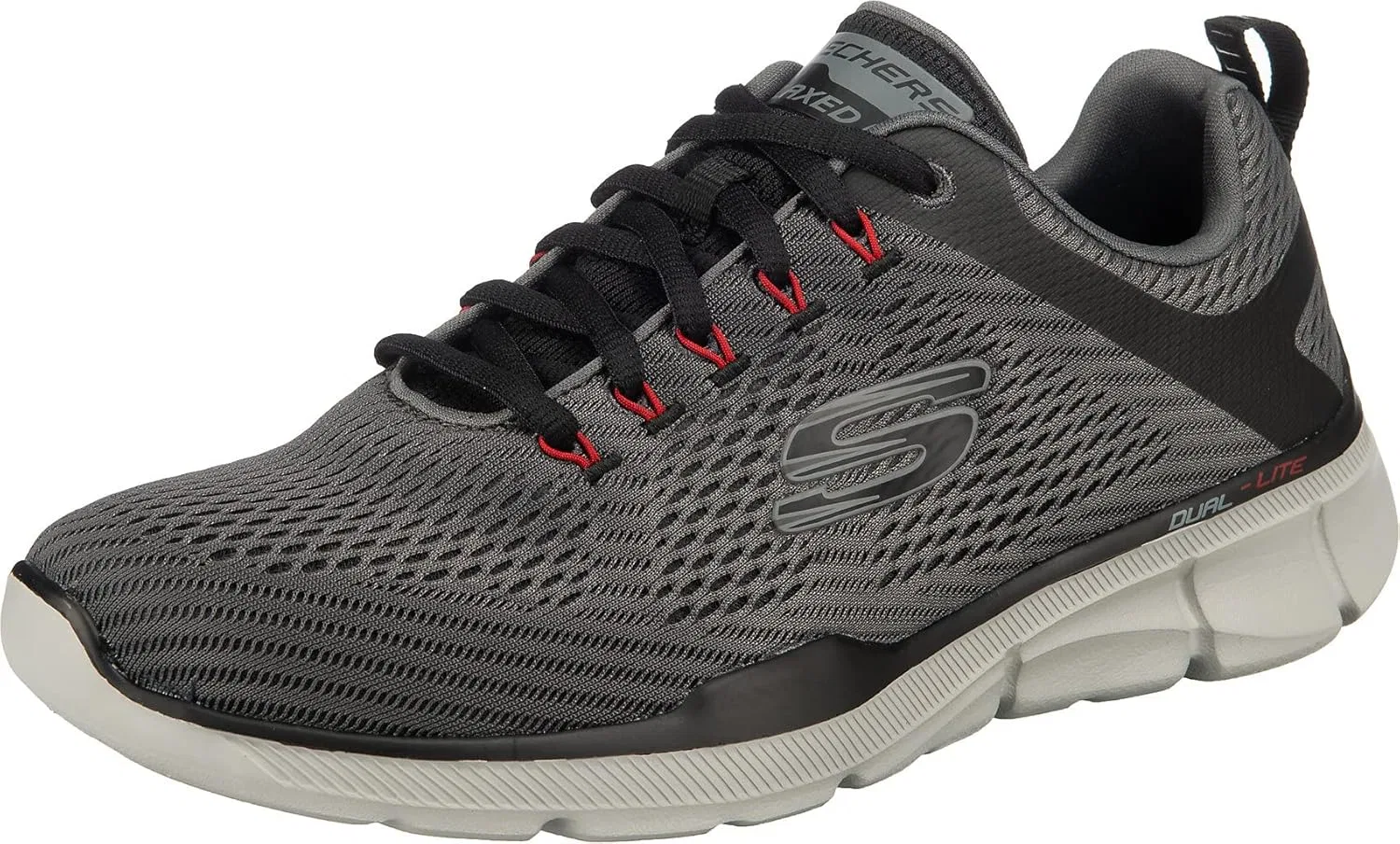 Skechers Equalizer 3.0-52974, низкие кроссовки для мужчин, Charcoal Mesh Pu Black Trim