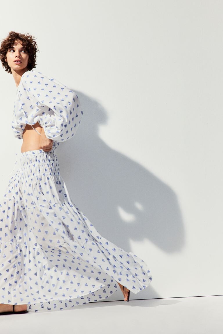 

Юбка макси с вышивкой H&M, белый
