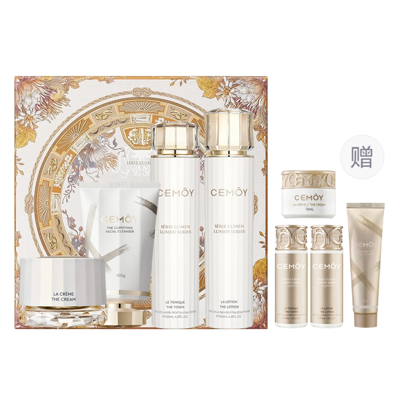 

Набор для ухода за кожей ограниченной серии: очищающее средство, тоник и эмульсия Cemoy, 【Gift box set of 4】Cleansing 100ml + cream 50ml + water белый 120ml each