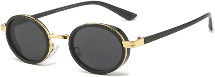 

Овальные панк-солнцезащитные очки для женщин, винтажные градиентные очки, защита от УФ-излучения UV400, солнцезащитные очки для мужчин HDUBFY, Black Golden Gray