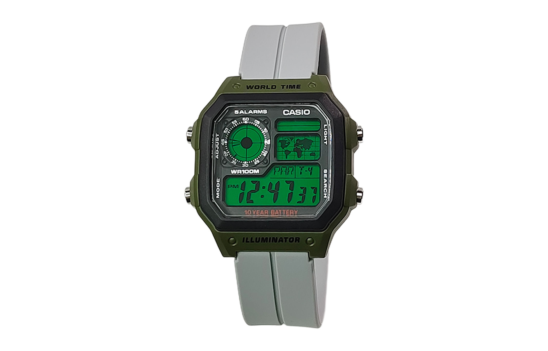 

CASIO Мужские часы Retrofit Series с кварцевым механизмом и ремешком из силикона и нейлона, черный циферблат