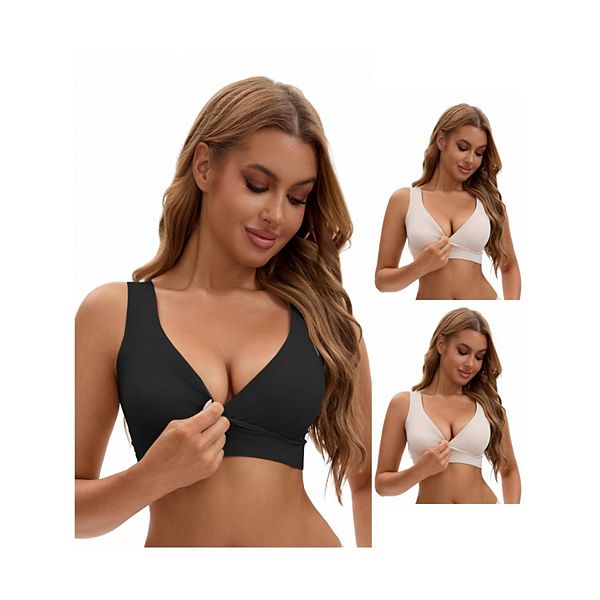 

3 упаковки бюстгальтеров для кормления crossover push up wirefree sleep breastfeeding maternity bralettes Inspire Chic, White Black