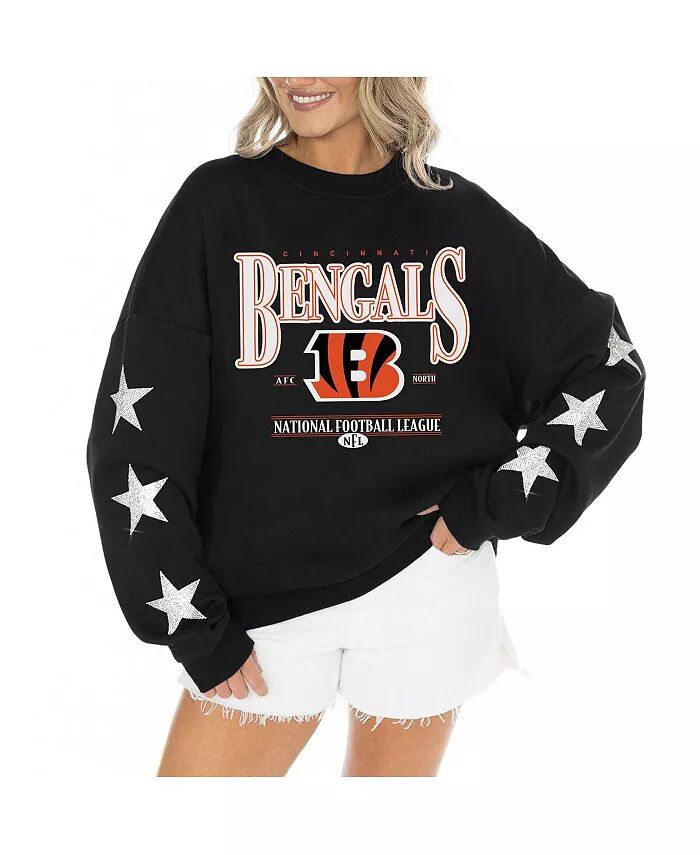 

Женский черный свитер Cincinnati Bengals со стразами и звездами на рукавах Settle the Score Tri-Blend Gameday Couture