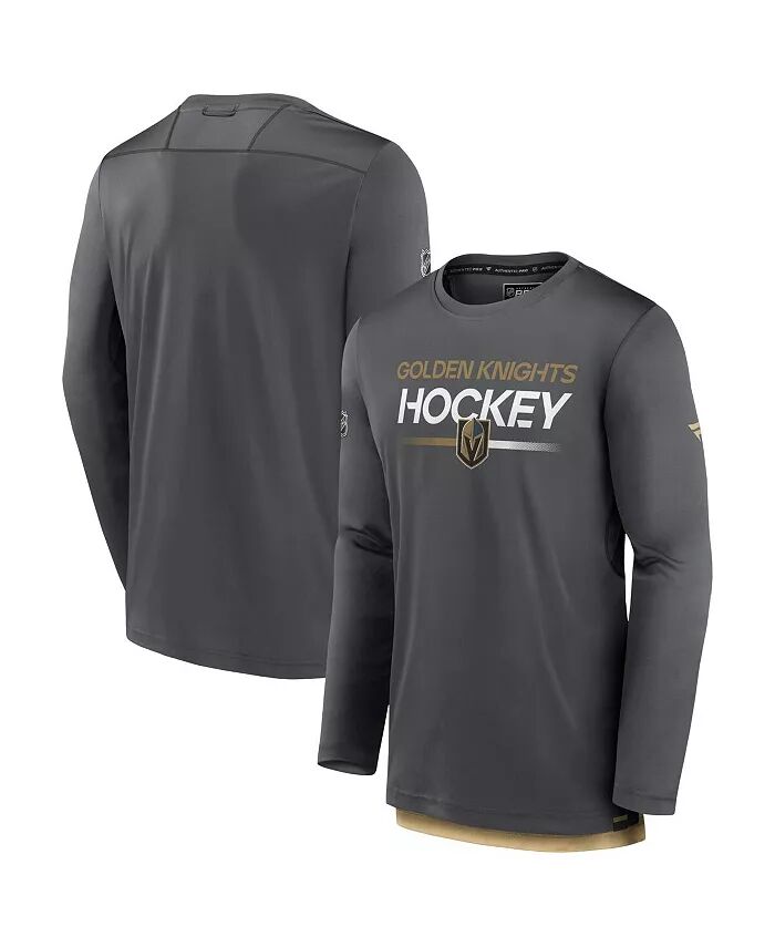 

Мужская серая футболка Vegas Golden Knights Authentic Pro с длинным рукавом Fanatics