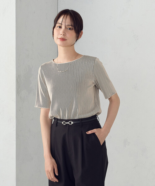 

Футболка базовая из жаккардовой ткани со складками COMME CA ISM, бежевый