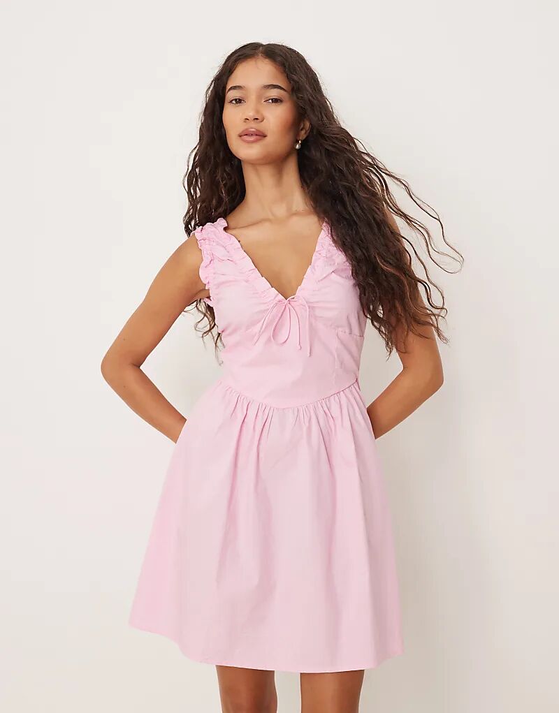 

Glamorous мини-платье без рукавов с V-образным вырезом в конфетно-розовом цвете