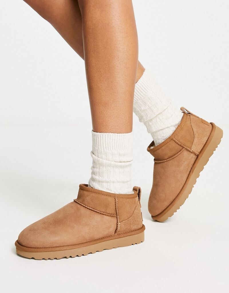 

Сапоги UGG Classic Ultra Mini каштанового цвета