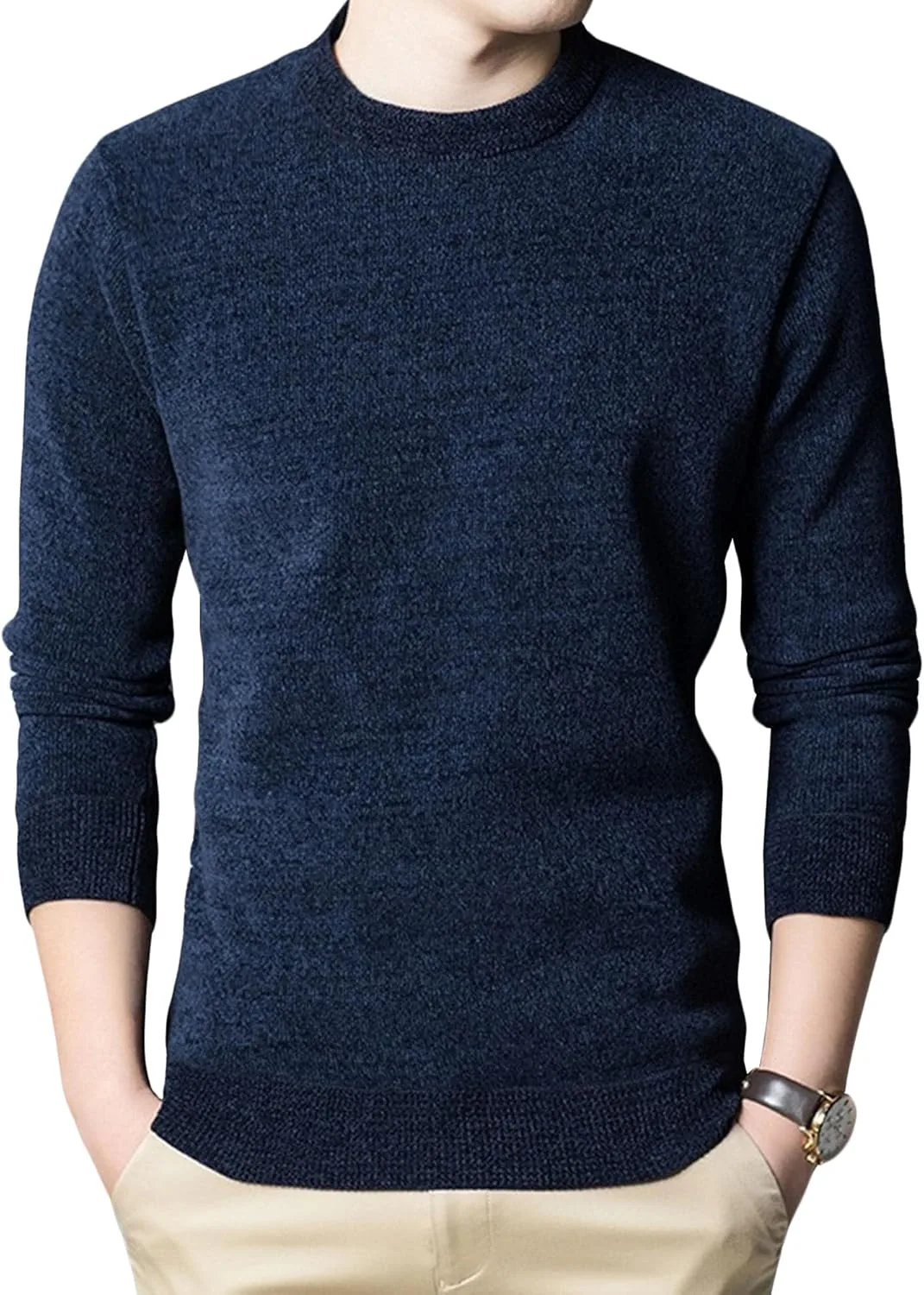 

Мужской свитер JEShifangjiusu Chenille Crewneck Soft из смеси кашемира