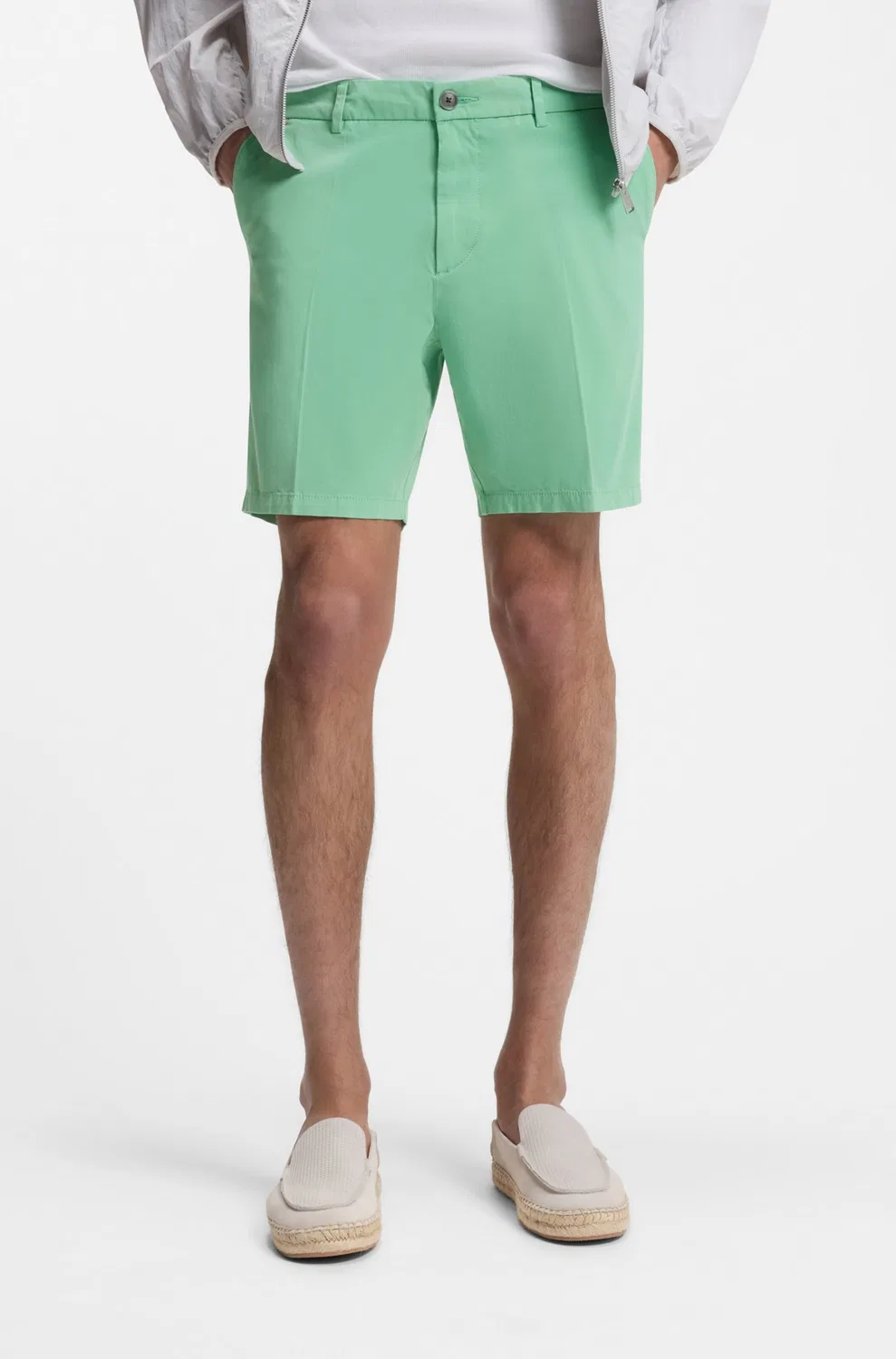Шорты-чиносы Boss Slim fit H-Kane1 светло-зеленого цвета — фото 2