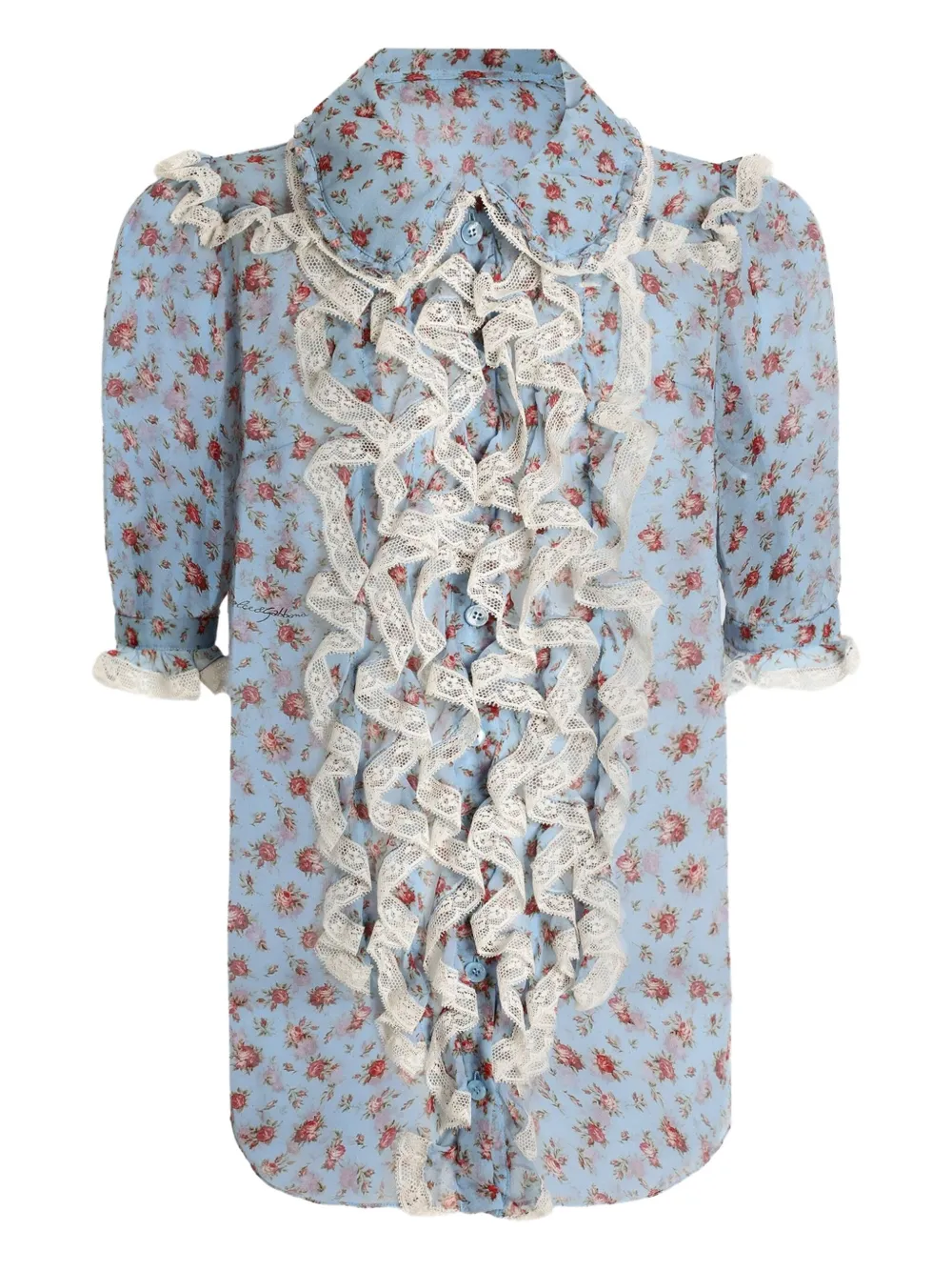 

Топ с цветочным принтом и оборками DOLCE & GABBANA, синий