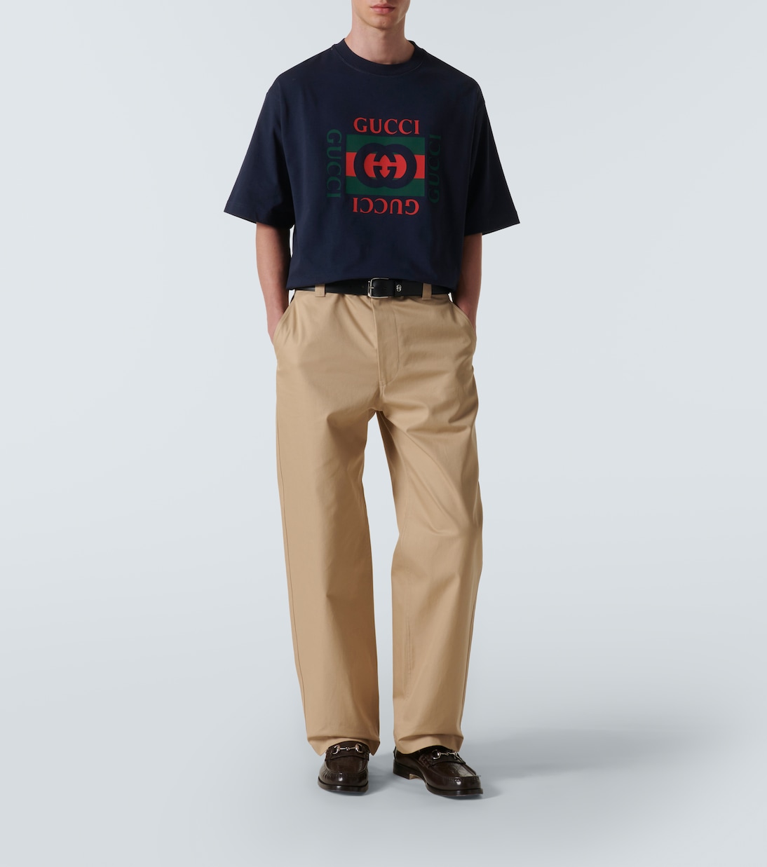 Футболка из хлопкового джерси с логотипом Gucci, Navy/Mc — фото 2