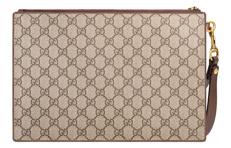 GUCCI Холщовая сумка с кожаным клатчем мужская бежевая/эбеновая — фото 3