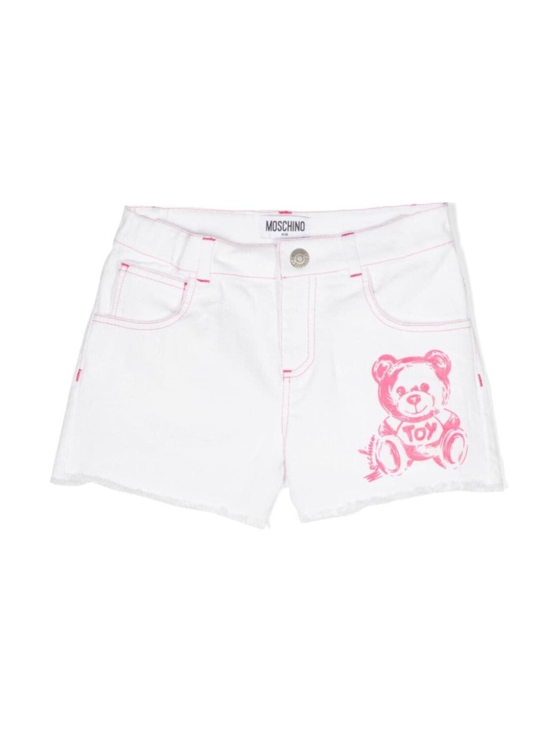

Moschino Kids джинсовые шорты с контрастной строчкой и логотипом, нейтральный цвет