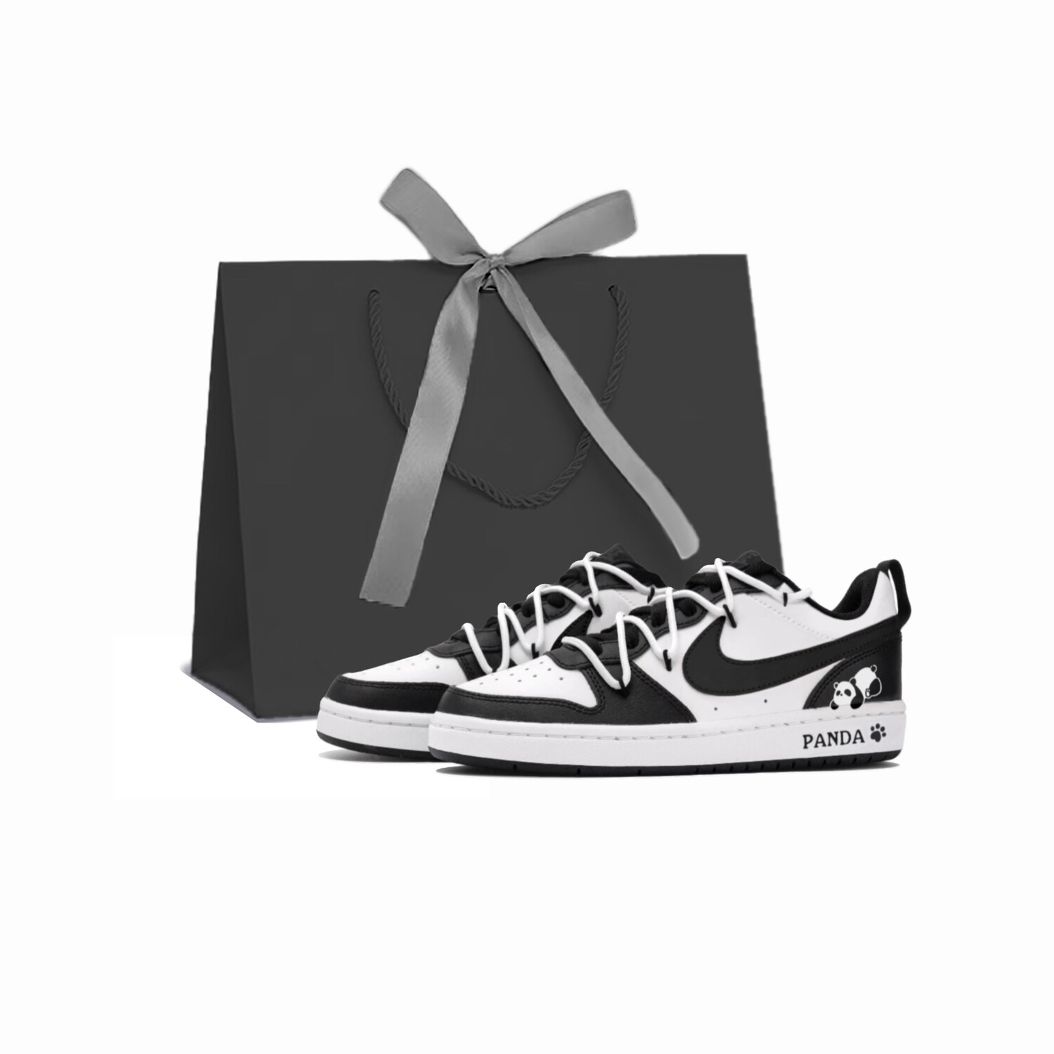 

Кроссовки Nike Court Borough Skateboard Shoes Women's Low-Top Black White, Черный, Кроссовки Nike Court Borough Skateboard Shoes Women's Low-Top Black White