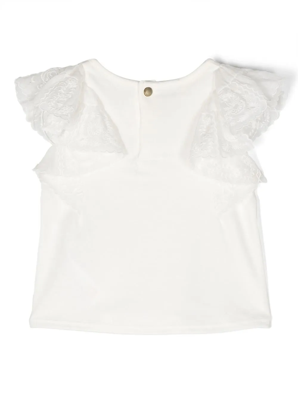 Футболка с цветочной вышивкой Chloé Kids, белый — фото 2