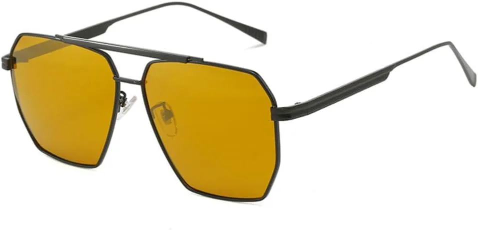 

Солнцезащитные очки 2026 года для женщин и мужчин, модные металлические многоугольные солнцезащитные очки, классические, черные, желтые, один размер MTZJH, One Color