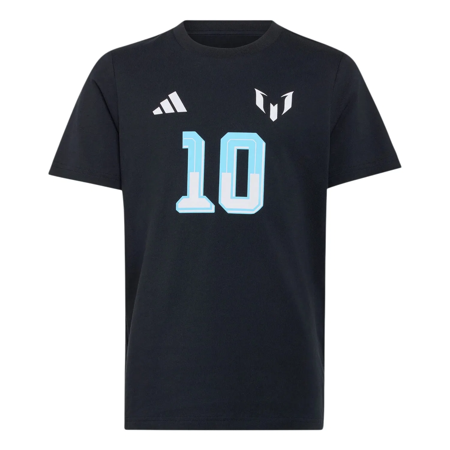 Футболка детская с именем и номером Месси Adidas черная