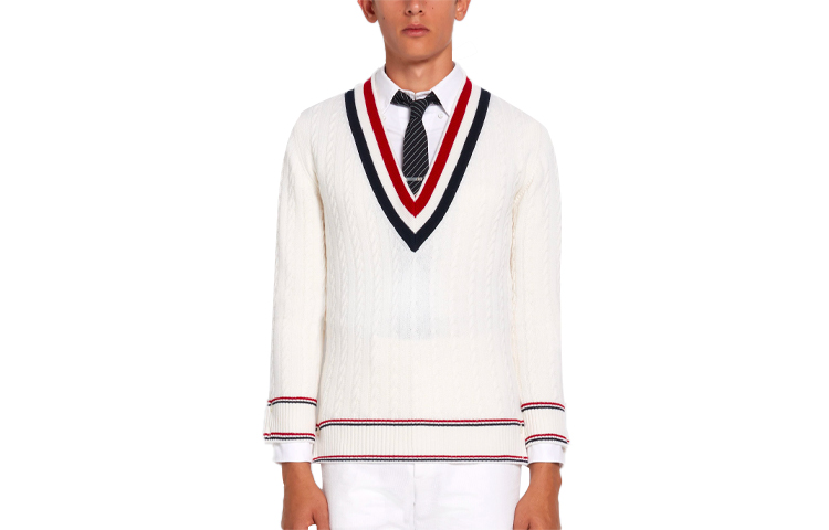 

Свитер мужской белый THOM BROWNE