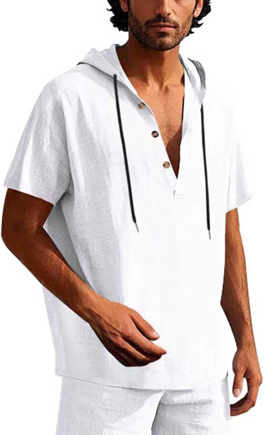 

Пледированный худи с капюшоном для мужчин, летний, из льна