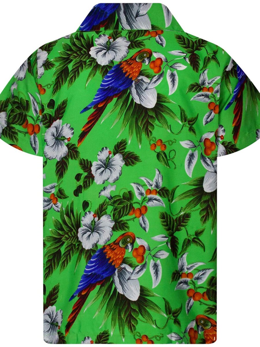 Рубашка на пуговицах классического кроя King Kameha Cherryparrot, зеленый — фото 2