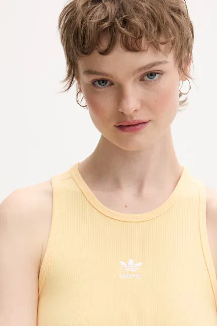 Топ без рукавов кросс-кроп Adidas Originals, желтый — фото 4