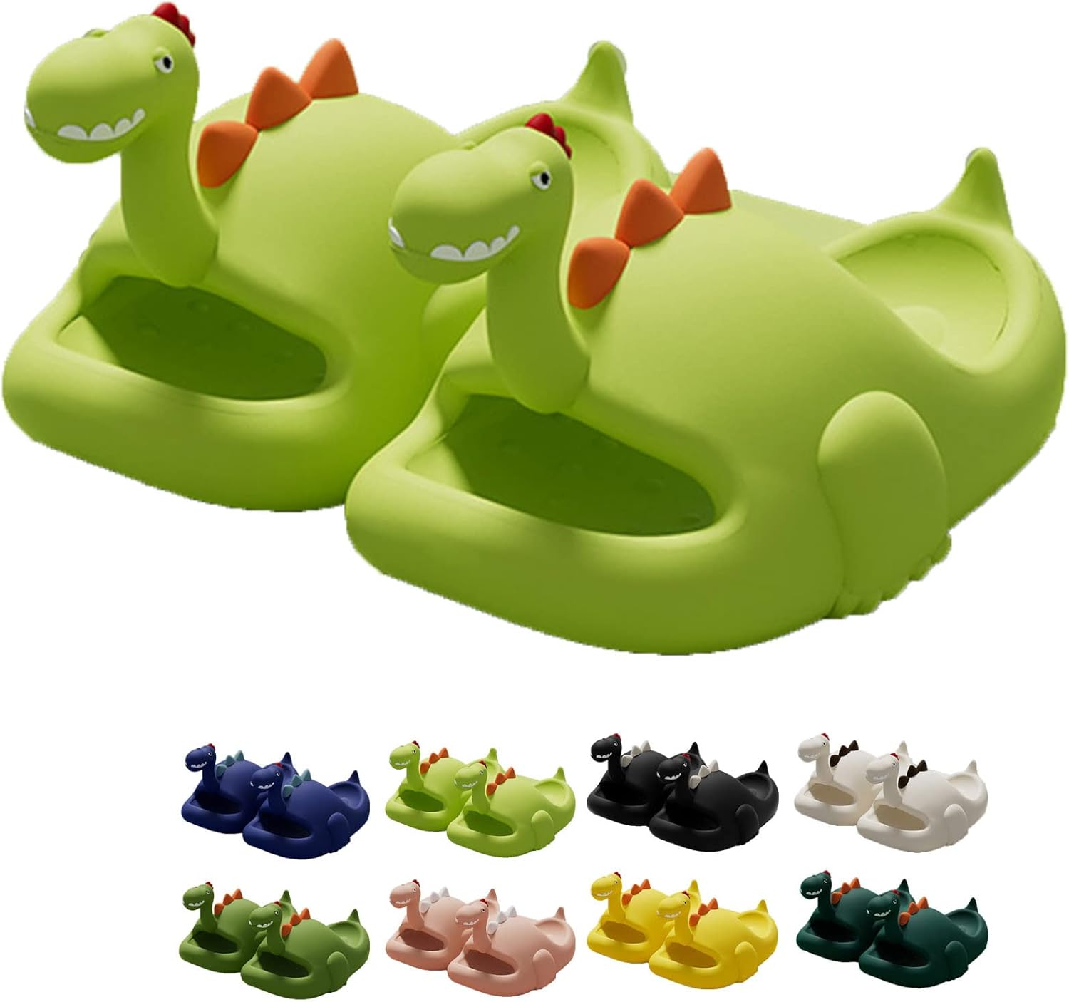 

Тапочки с динозаврами, шлепанцы «Облако динозавров», милые мультяшные противоскользящие шлепанцы с открытым носком, летние домашние и уличные пляжные сандалии для взрослых и детей Spacebuyer, светло-зеленый