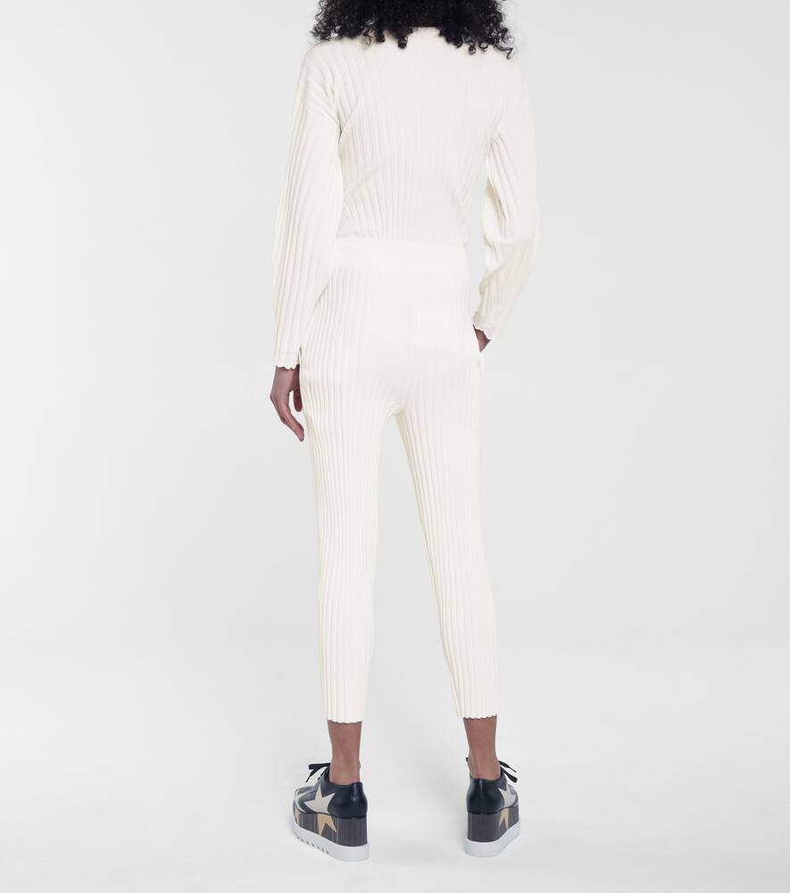Рифленые прямые брюки из шерстяной смеси Stella McCartney, Ivory 2 — фото 3