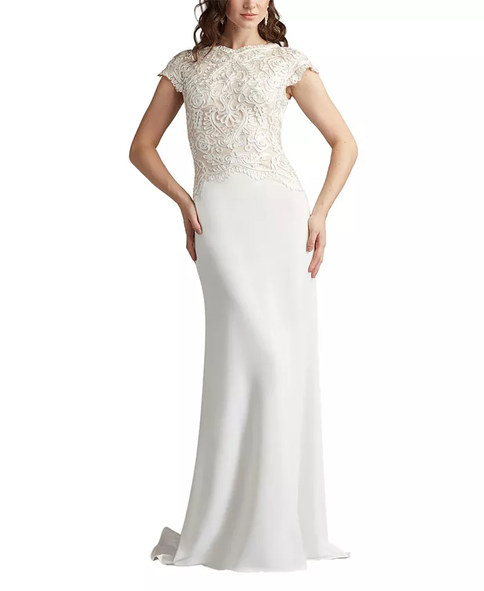 

Женское платье Isadora из крепа с вышивкой Tadashi Shoji, коричневый/бежевый