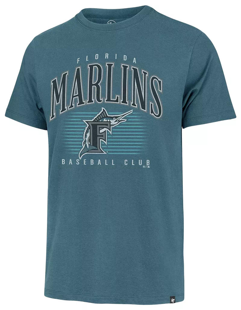 

Мужская темно-бирюзовая футболка Cooperstown Franklin '47 Miami Marlins с двойными заголовками
