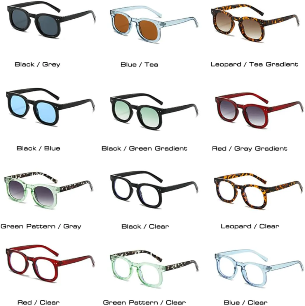 

Ретро маленькие солнцезащитные очки для женщин, модные, прозрачные, градиентные, UV400, мужские, с заклепками, в тренде, панк, синий чай VRTRFFTR, Green Pattern Gray