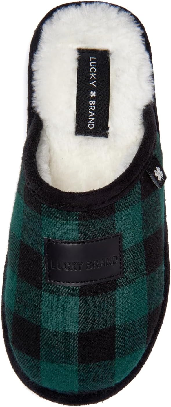

Домашние тапочки Lucky Brand для мальчиков с клетчатым узором - уют и комфорт с стильным клетчатым дизайном, зеленый