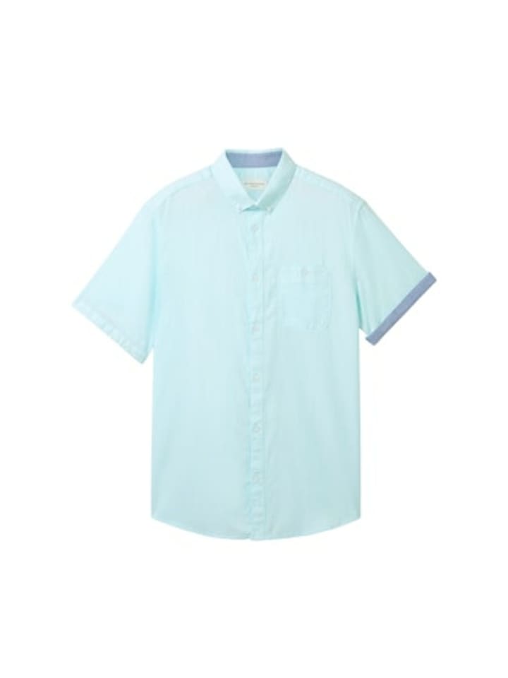 

Tom Tailor Мужская повседневная рубашка с коротким рукавом бирюзового цвета