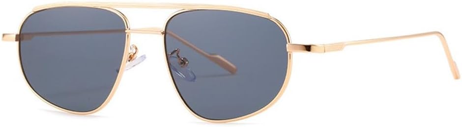 

Овальные солнцезащитные очки для женщин и мужчин с двойной перемычкой, металлической оправой, в стиле панк, с защитой от УФ-излучения UV400, для занятий спортом на открытом воздухе и путешествий UYPTK, Gold Black