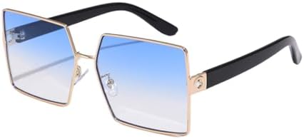 

Большие квадратные солнцезащитные очки для женщин, винтажные металлические солнцезащитные очки для мужчин, ретро-очки с плоской верхней частью, защита от ультрафиолета UV400 MTZJH, Blue