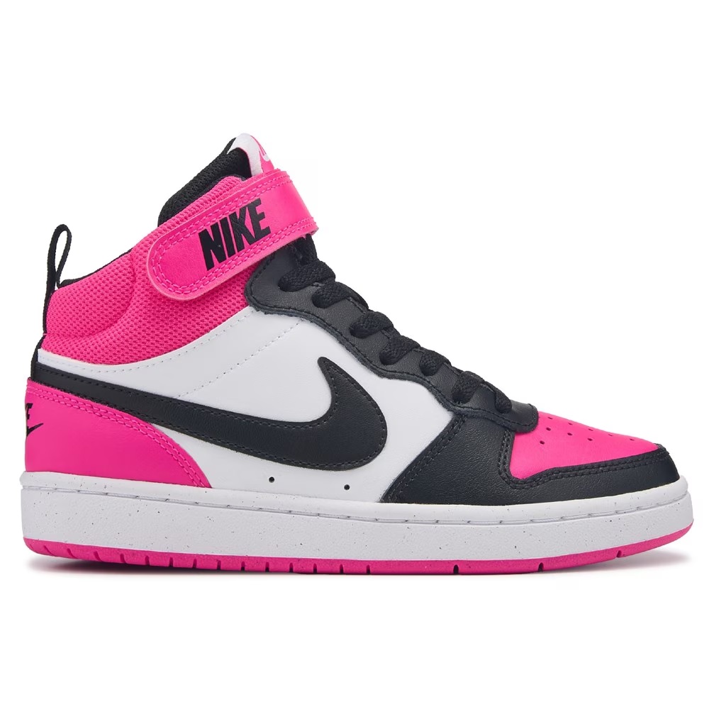 Детские высокие кроссовки Nike Court Borough Mid 2 для подростков, white/black/pink — фото 2