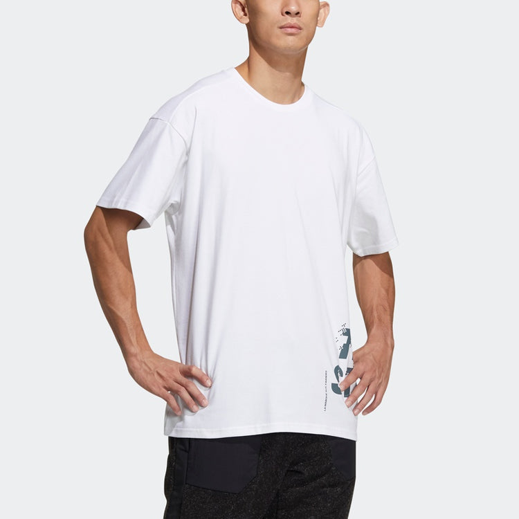 Футболка adidas Alphabet Printing Casual Round Neck Short Sleeve White, белый — фото 4