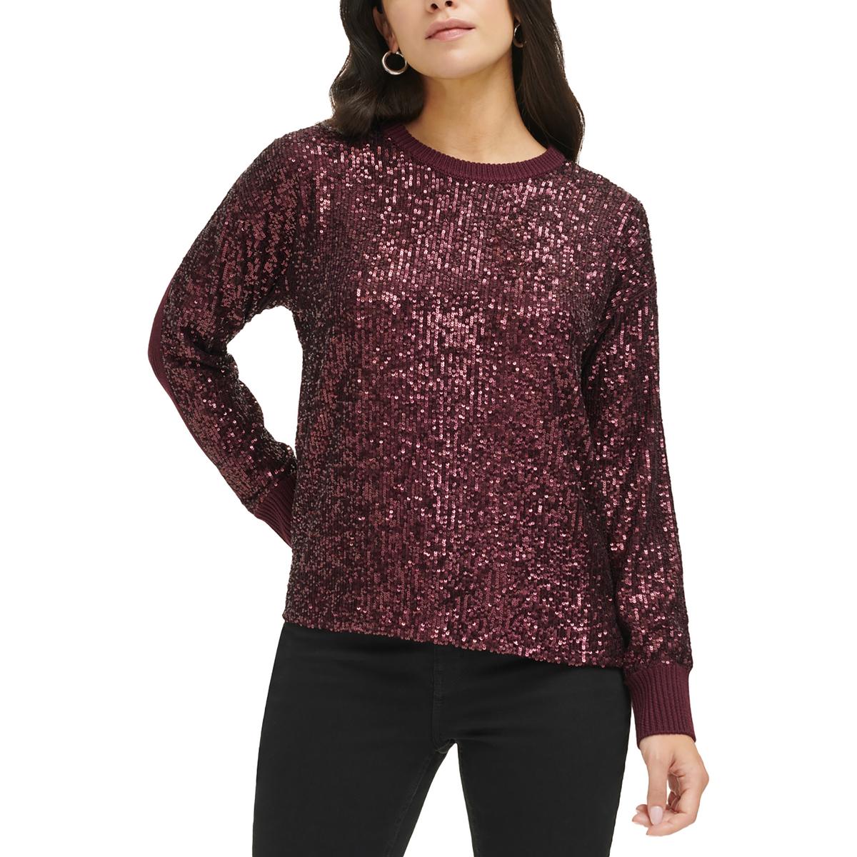 

Женский свитер с круглым вырезом, расшитый пайетками Calvin Klein, цвет port