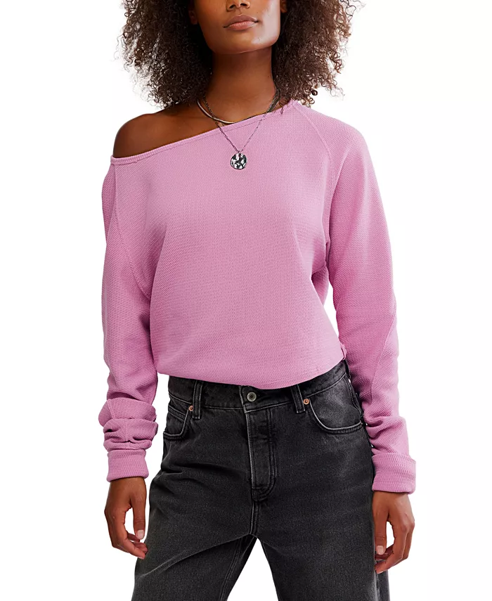 

Женский асимметричный топ Jess с длинными рукавами Free People, фиолетовый