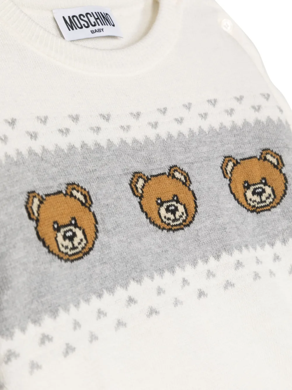 Джемпер Teddy Bear вязки интарсия Moschino Kids, нейтральный — фото 3