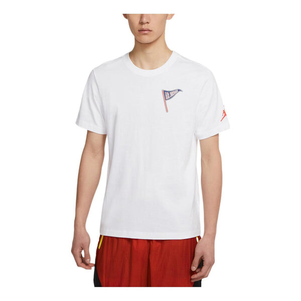 

Футболка Air Jordan Aj23 Varsity Cotton Round Neck Back Alphabet Pullover Short Sleeve White, белый