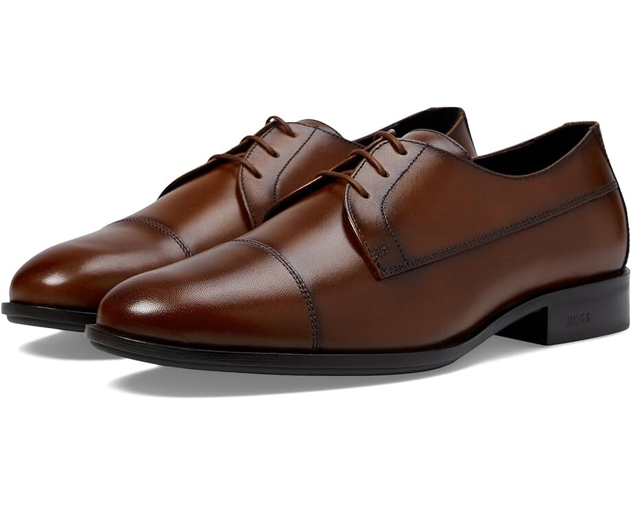 

Оксфорды BOSS Colby Smooth Leather Derby Dress Shoes, цвет Burnt Caramel
