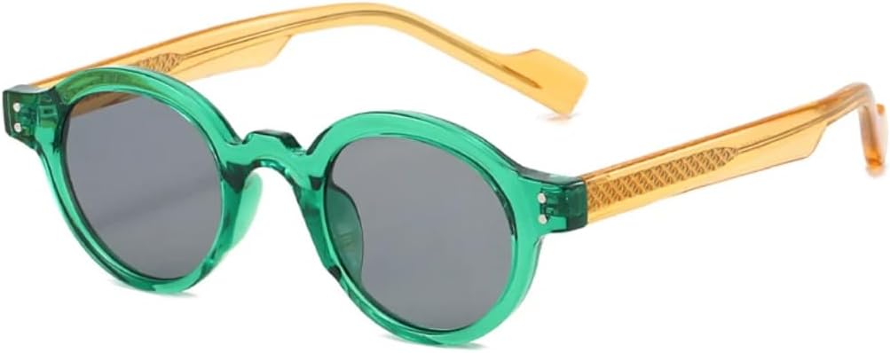 

Круглые солнцезащитные очки Tr90 контрастного цвета для женщин, ретро-стиль, панк, мужские солнцезащитные очки с защитой от УФ-излучения UV400 HHZZYVY, Green Orange Grey