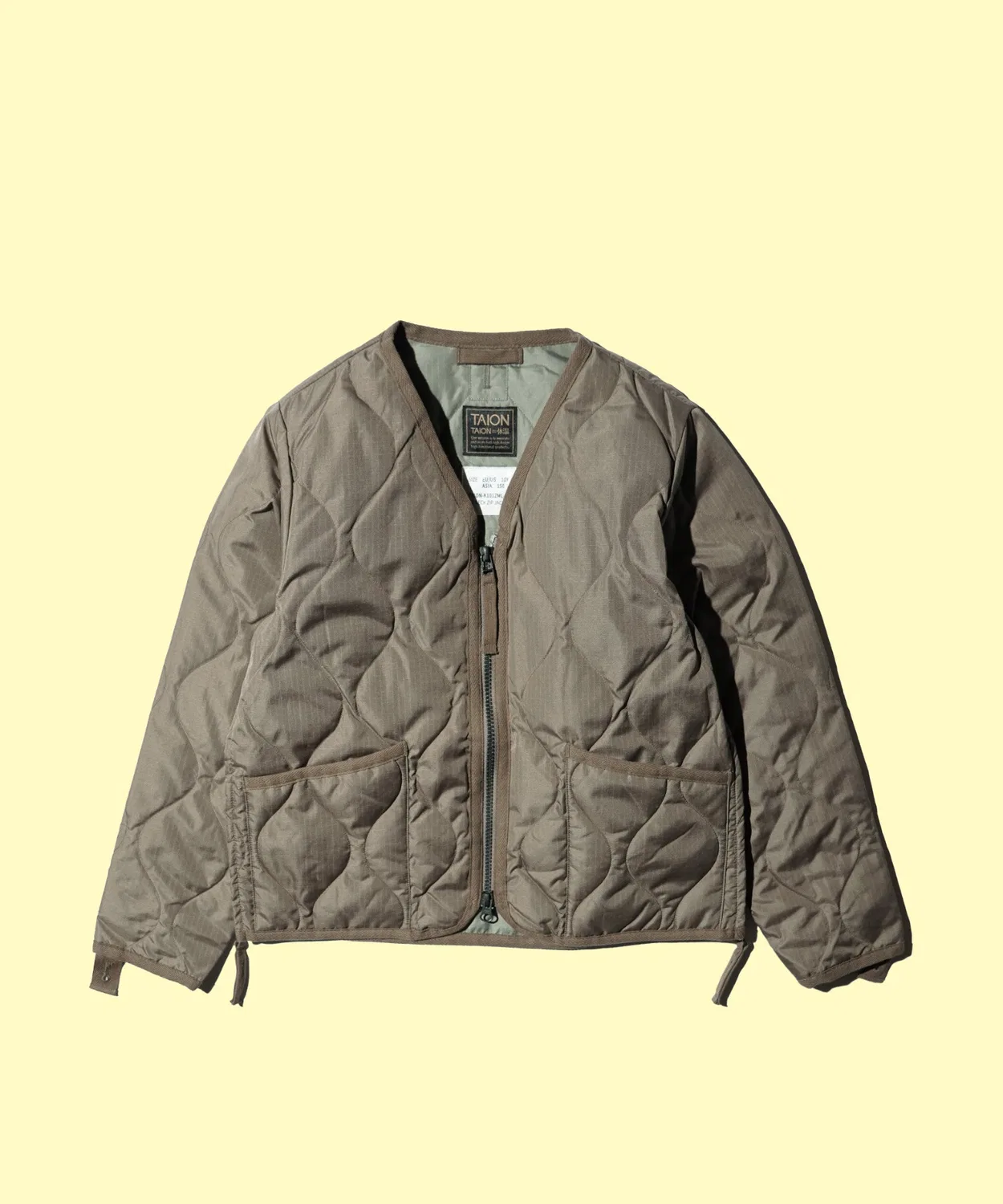 Детская куртка-даун TAION Military Zip V-Neck Down Jacket бежевая