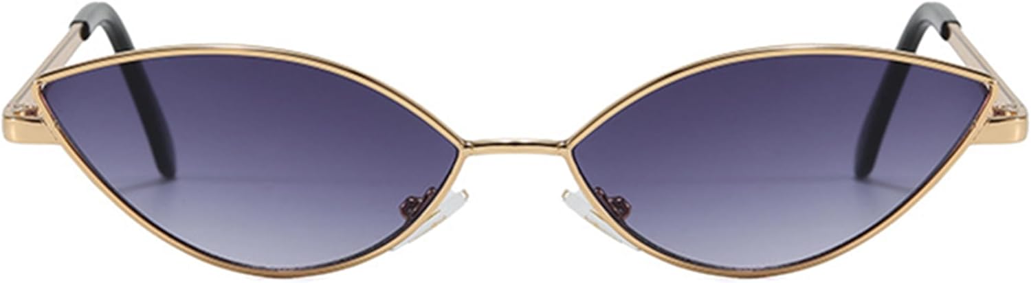 

Солнцезащитные очки Bullabulling в стиле ретро, ​​овальные, для женщин, 80-90-е, маленькие овальные очки «кошачий глаз», модные винтажные, золотистые, узкие, Gold Gray