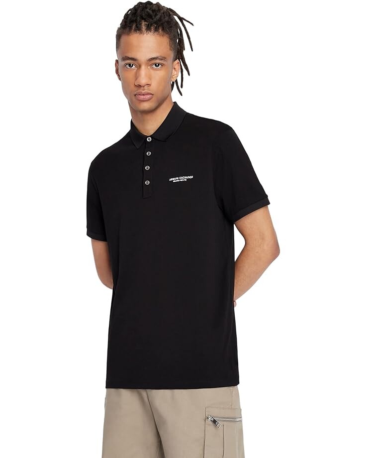

Поло Armani Exchange Slim Fit Milano/New York Logo, черный