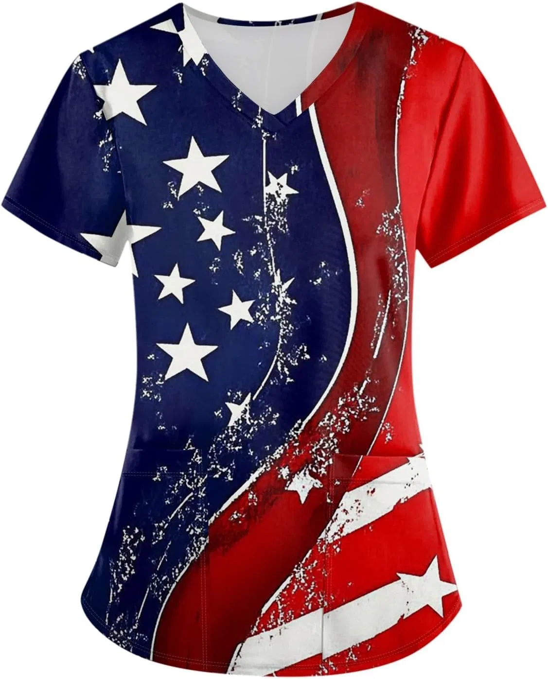 Футболка женская с американским флагом, 2-blue, S-5XL