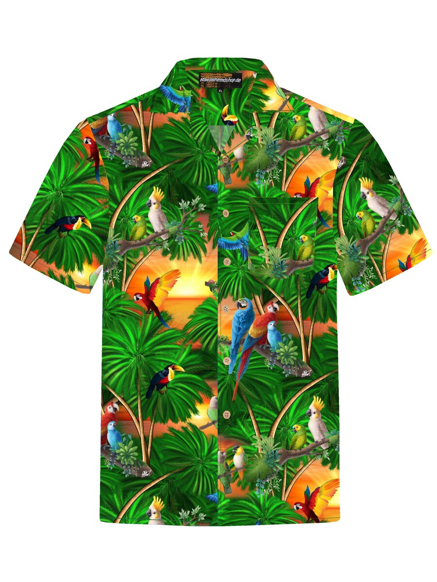 

Рубашка на пуговицах классического кроя Hawaiihemdshop.de Jungle Parrots, зеленый
