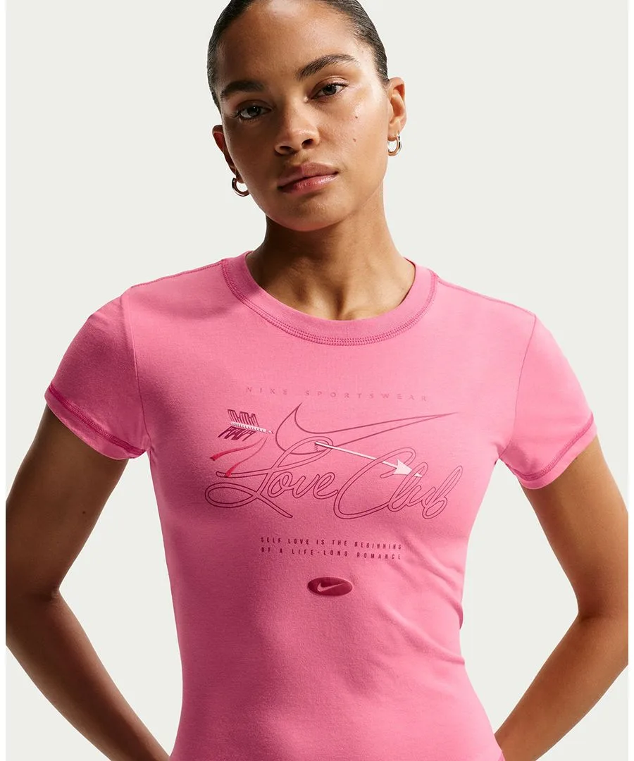 Женская укороченная трикотажная футболка Sportswear Chill Knit Slim с коротким рукавом Nike, peony/rush розовый — фото 2