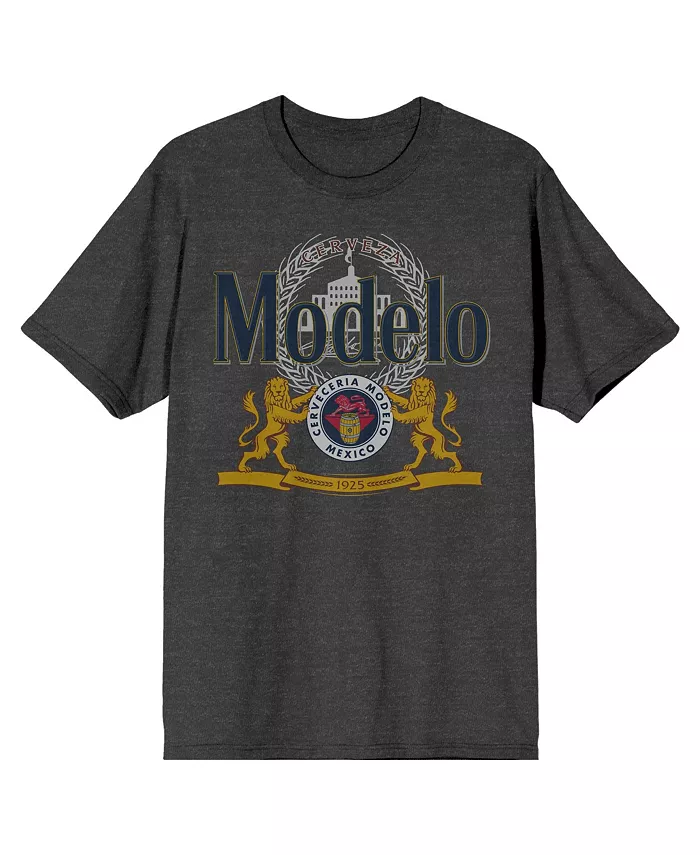 

Мужская футболка с графическим принтом Beer Logo Crest, цвет charcoal heather, размер S Modelo, серый