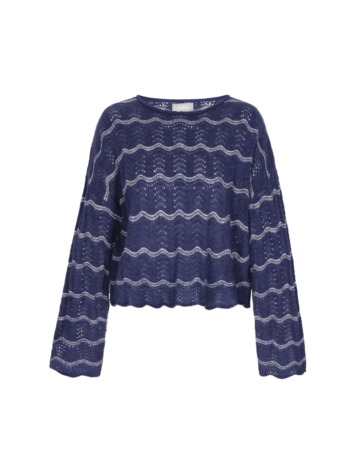 

Женский свитер темно-синего цвета с оттенком белого Usha